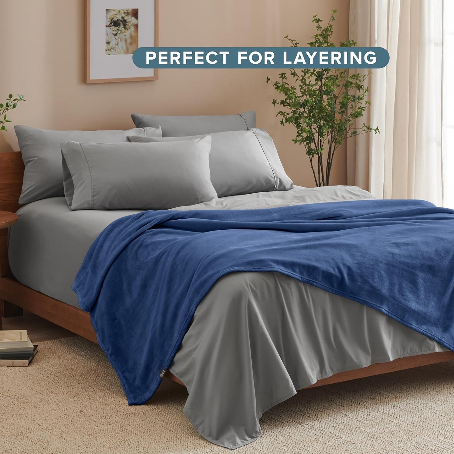 Fleece Blanket - King Size - Ultra-Soft Lightweight for Bed, Sofa, and Couch - Luxury Microplush - Cozy Warm Blanket (King, Dark Blue)
