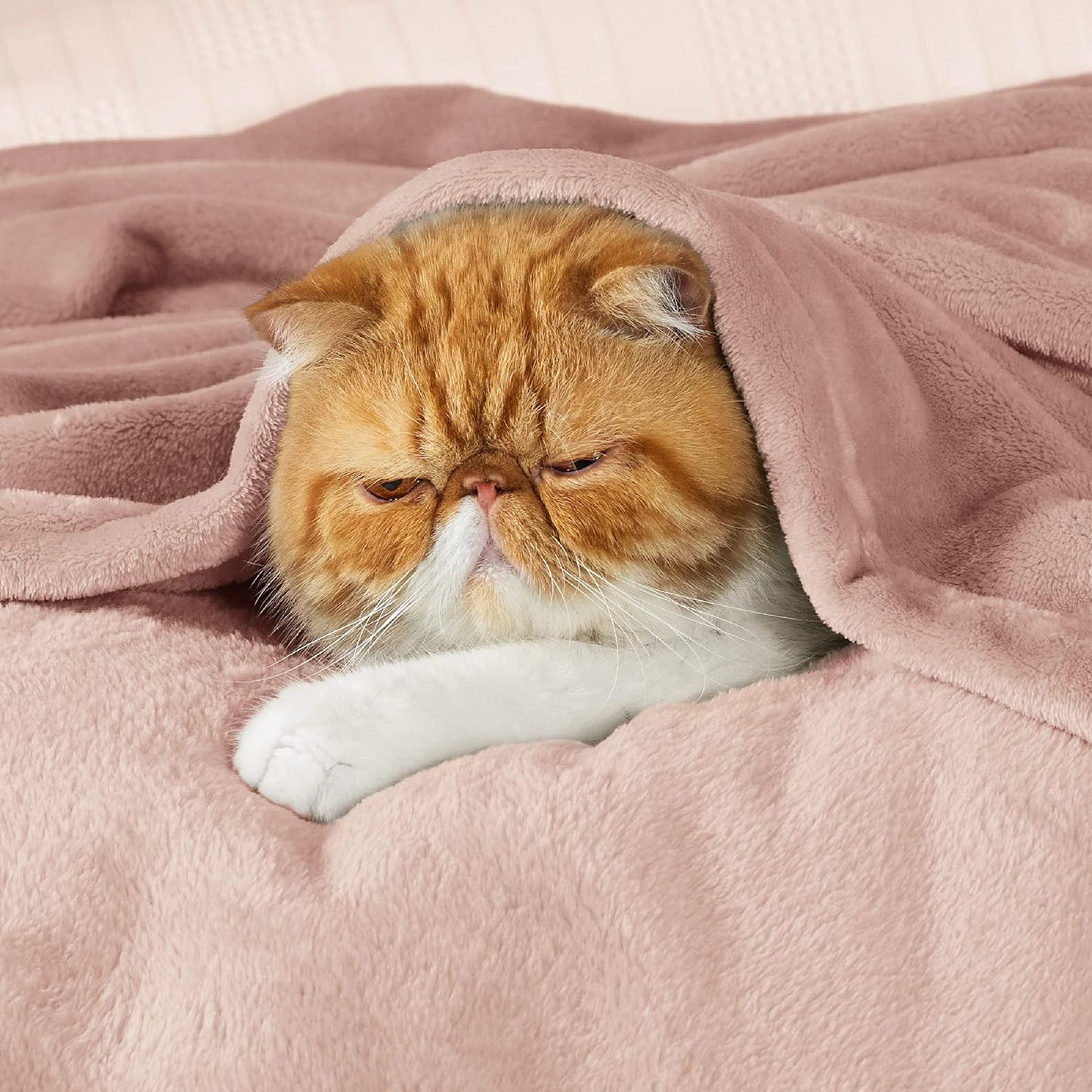 Gentlesoft Fleece Blanket Twin Size Dusty Pink - 300GSM Lightweight Plush Fuzzy Cozy Soft Warm Blanket for Bed, Sofa, Couch, Travel, Camping, 60X80 Inches