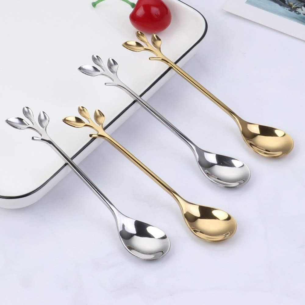 12-Pack Stainless Steel Creative Coffee & Dessert Spoons, 4.8 Inches (Silver, Style 4)