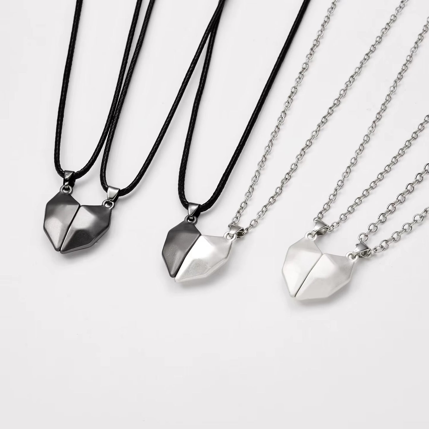 2Pcs Magnetic Heart Couple Necklace for Women Men Lover Valentine'S Day Wedding Anniversary Best Friend Party Jewelry Gifts
