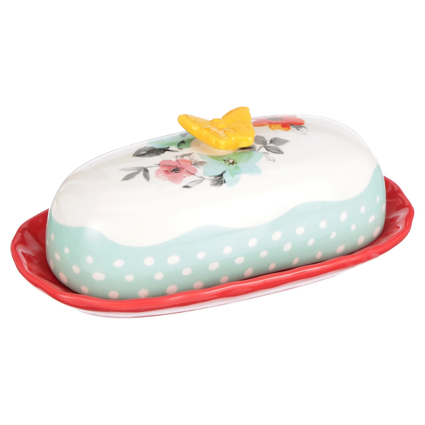 Flea Market Floral 6.4" Butter Dish