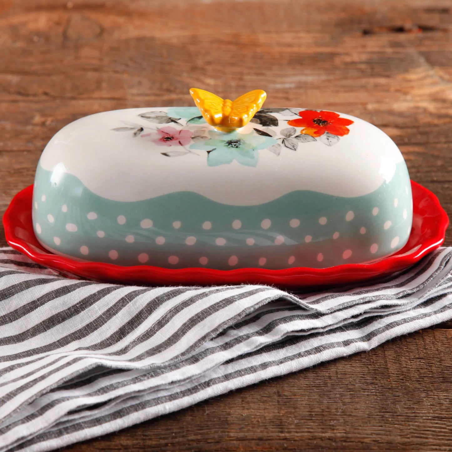 Flea Market Floral 6.4" Butter Dish