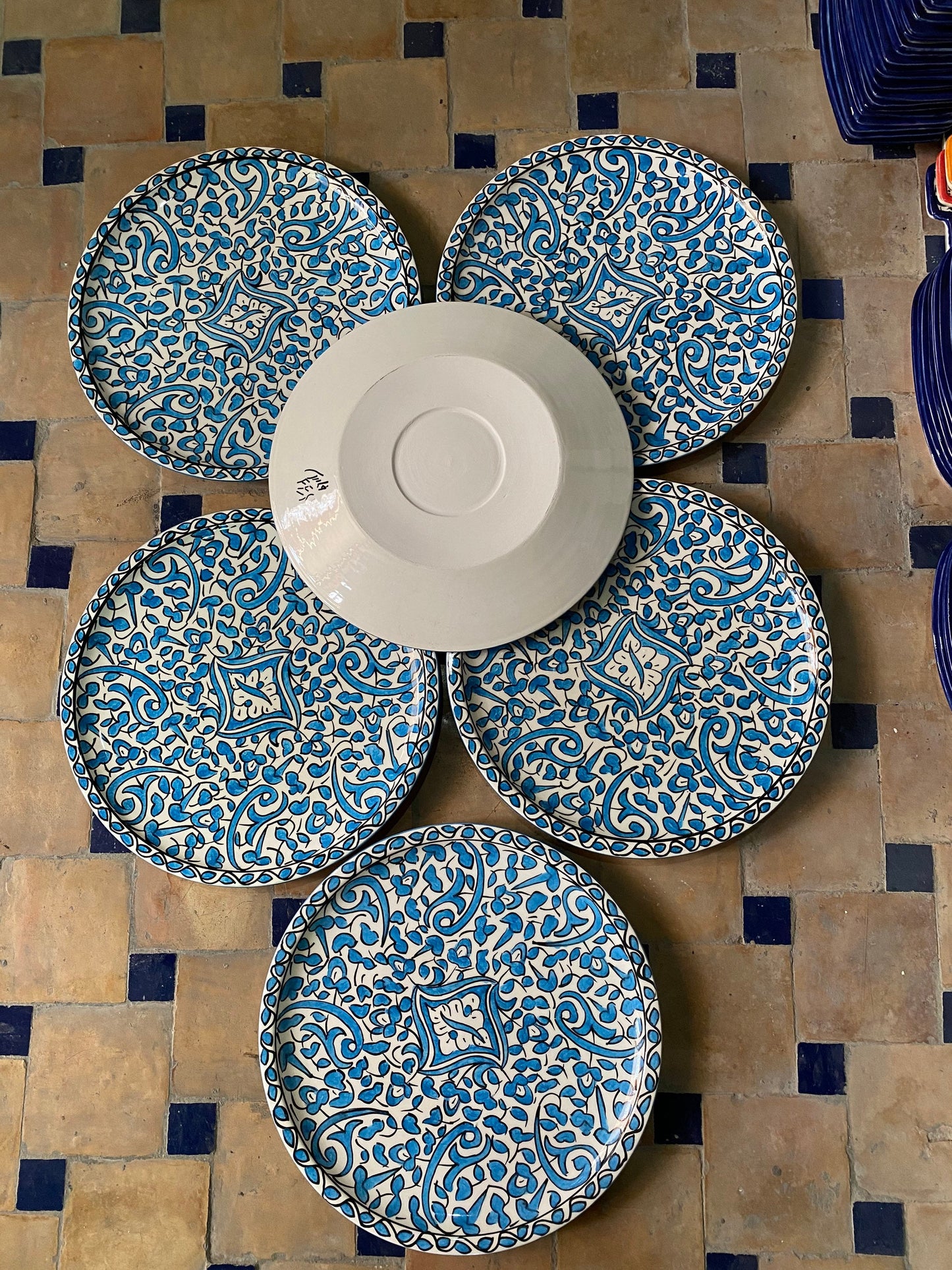 Handmade and Hand-Painted Moroccan Ceramic Plate, Moroccan Handmade Ceramic Dinner Dish / Dessert Plate / Soups Bowls