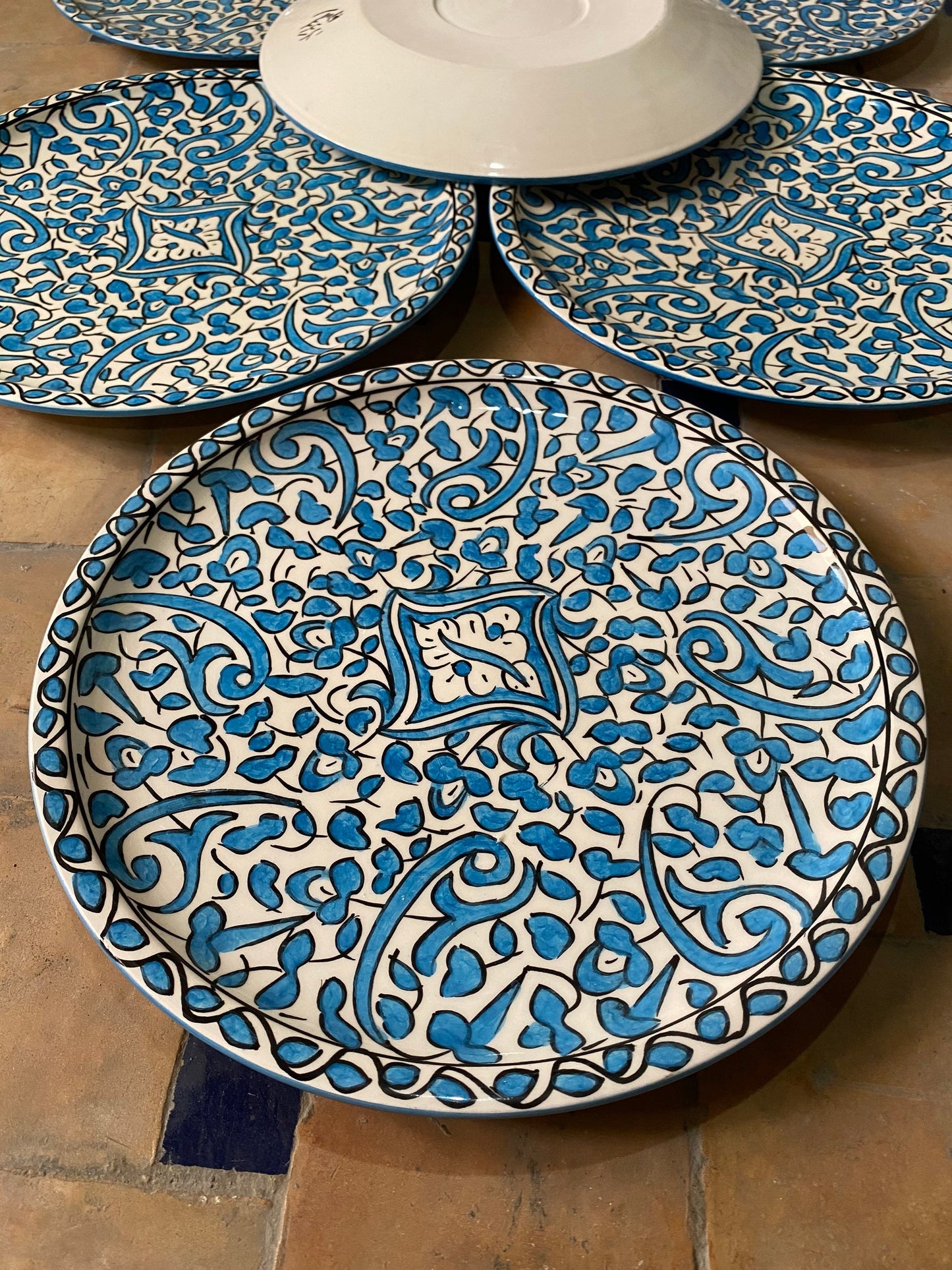 Handmade and Hand-Painted Moroccan Ceramic Plate, Moroccan Handmade Ceramic Dinner Dish / Dessert Plate / Soups Bowls