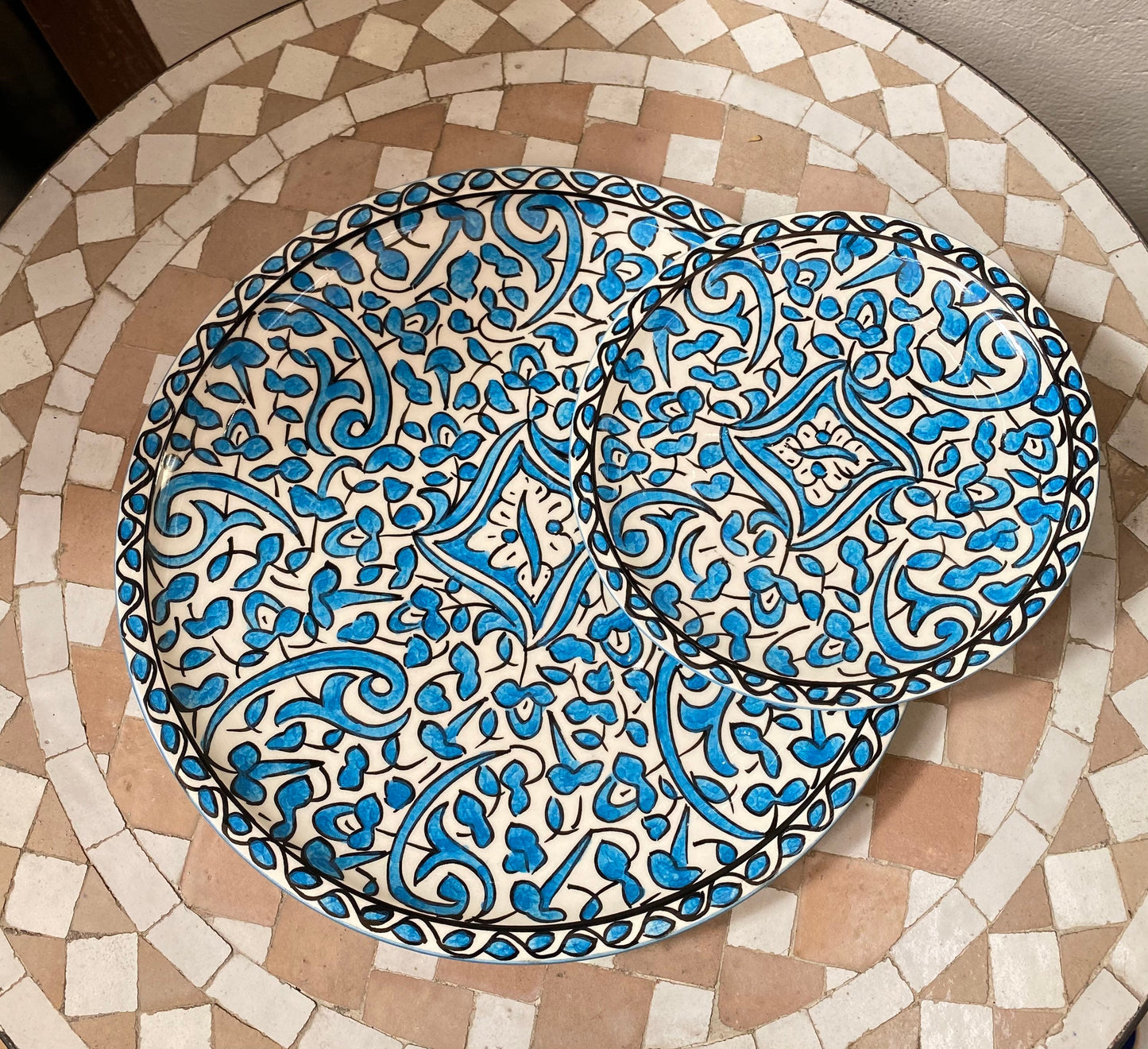Handmade and Hand-Painted Moroccan Ceramic Plate, Moroccan Handmade Ceramic Dinner Dish / Dessert Plate / Soups Bowls