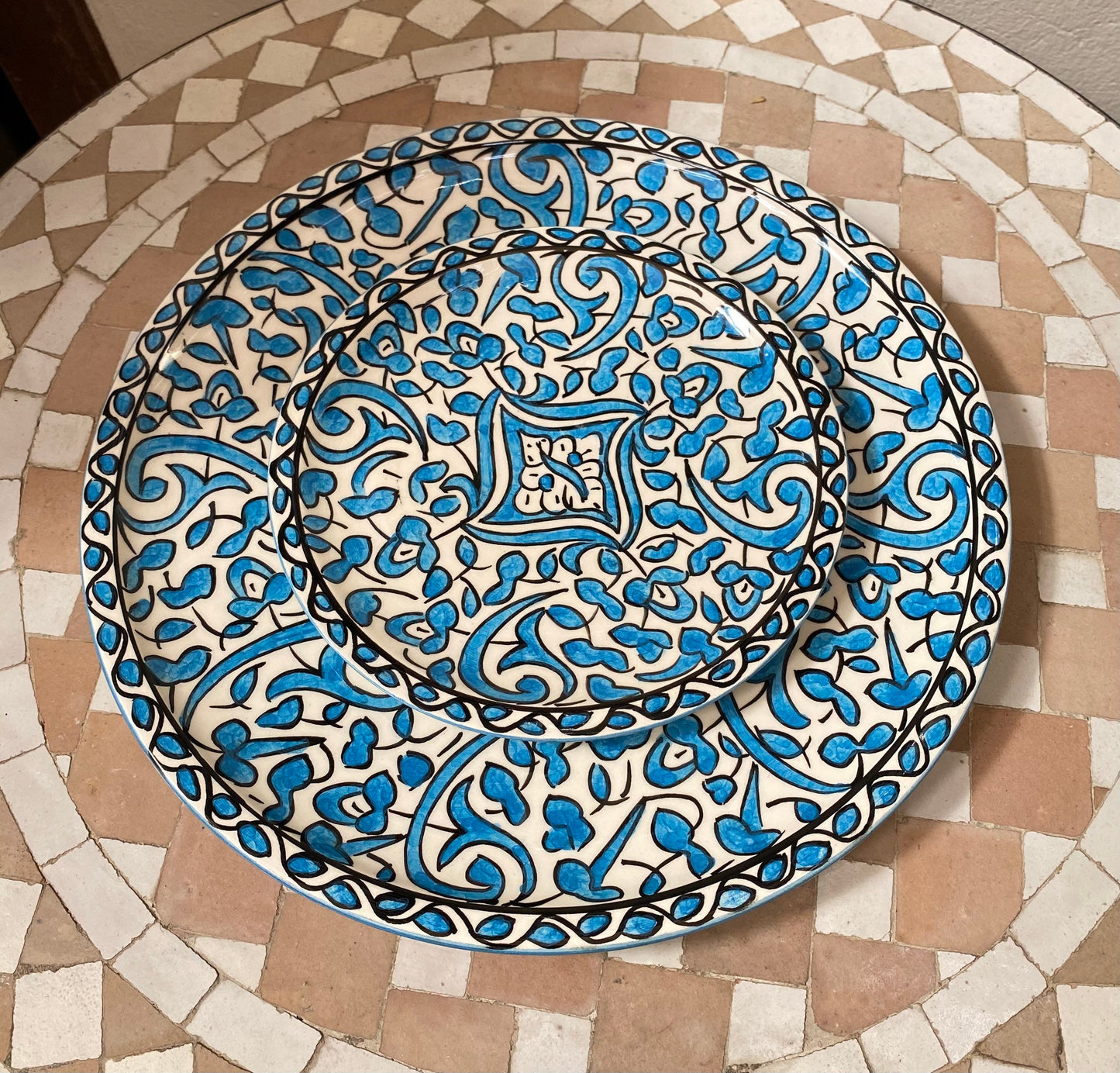Handmade and Hand-Painted Moroccan Ceramic Plate, Moroccan Handmade Ceramic Dinner Dish / Dessert Plate / Soups Bowls