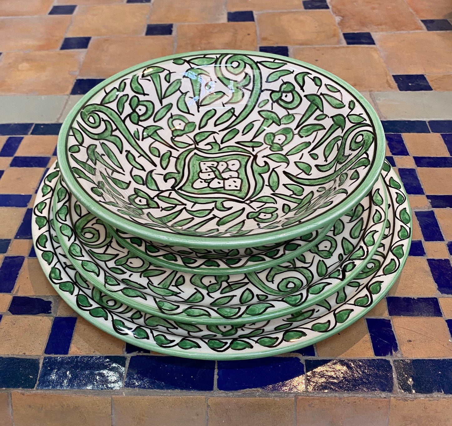 Handmade and Hand-Painted Moroccan Ceramic Plate, Moroccan Handmade Ceramic Dinner Dish / Dessert Plate / Soups Bowls