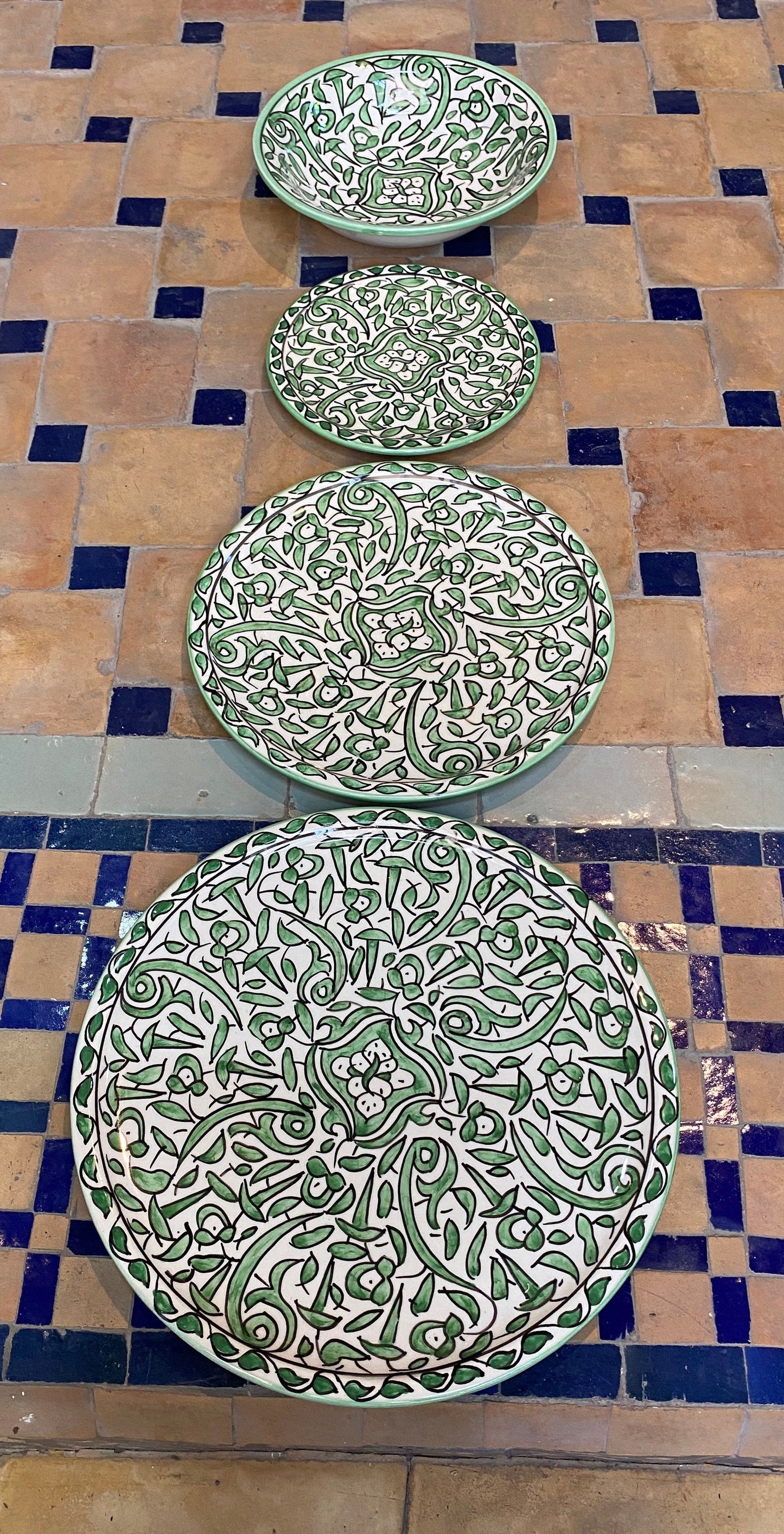 Handmade and Hand-Painted Moroccan Ceramic Plate, Moroccan Handmade Ceramic Dinner Dish / Dessert Plate / Soups Bowls