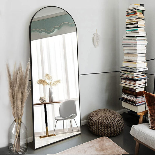 Full Length Mirror, 65"X22" Arched Full Body Mirror, Hanging, Leaning or Standing, Wall Mounted for Bedroom Living Room, Black
