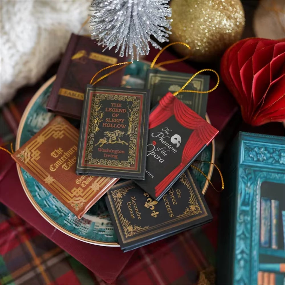 Mini Book Ornament Advent Calendar New Year with 24 Book Christmas Countdown Calendar Bookshelf Halloween Advent Calendar