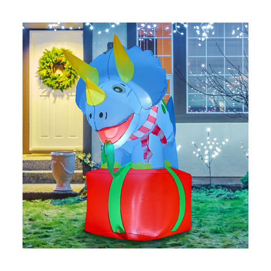 COMIN 5 FT Christmas Inflatables Outdoor Decorations Blow up Dinosaur Inflata...