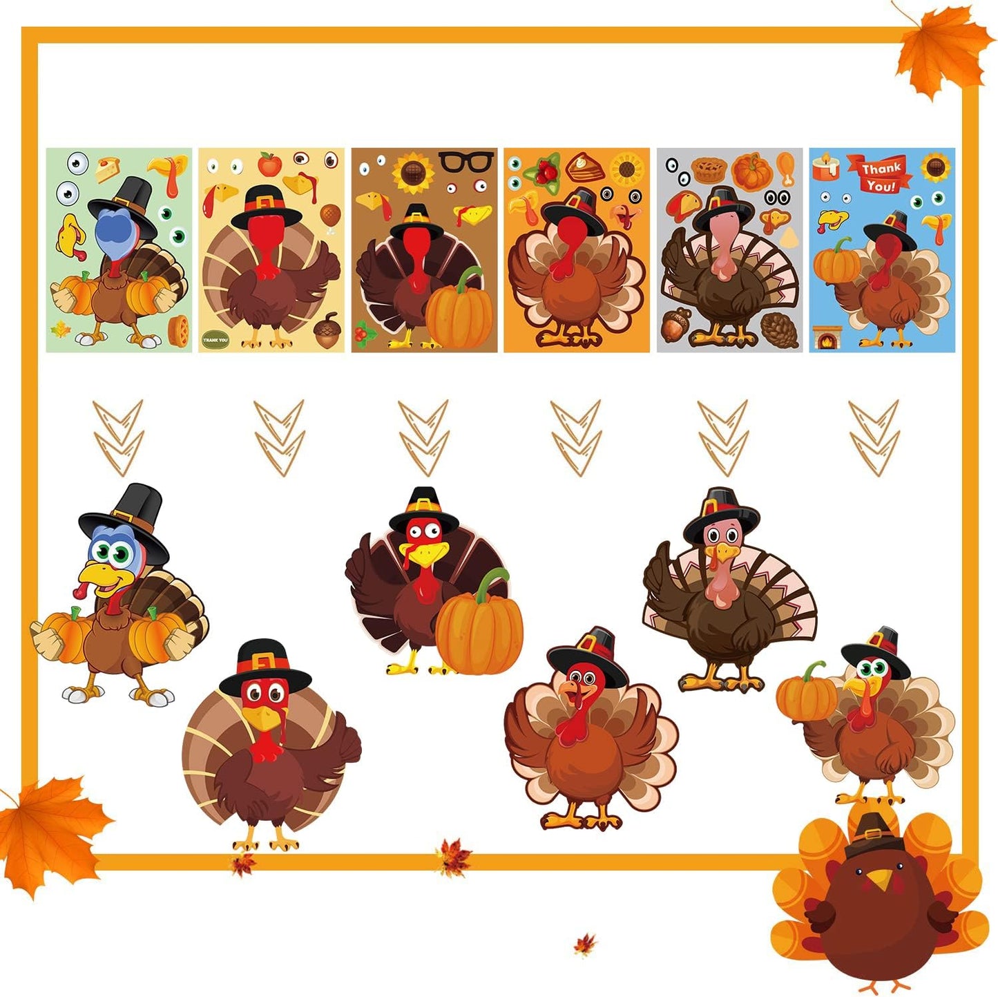 Thanksgiving Activities for Kids Thanksgiving Stickers for Kids 30 PCS Make a Turkey Stickers Thanks Giving Crafts for Kid