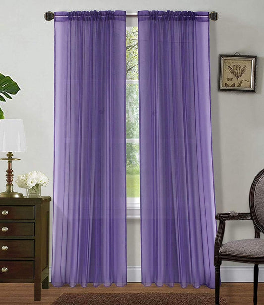 Purple Sheer Curtains - 84 Inches Length, 2 Panels Set Sheer Drapes, Light Filtering Textured Window Curtain for Living Room, Bedroom, Kitchen, and Dining Room - 54"X84", Purple