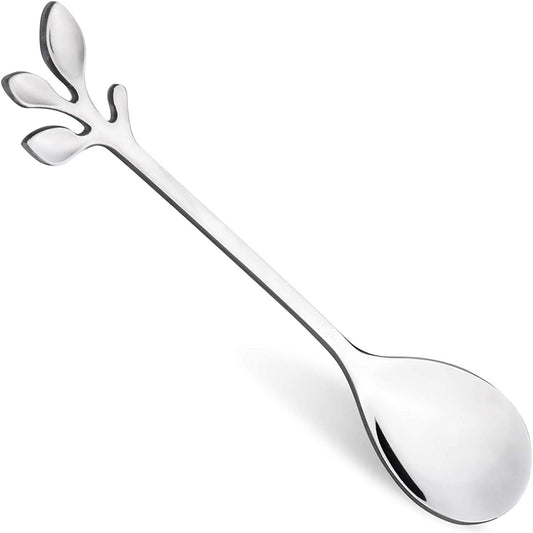 12-Pack Stainless Steel Creative Coffee & Dessert Spoons, 4.8 Inches (Silver, Style 4)