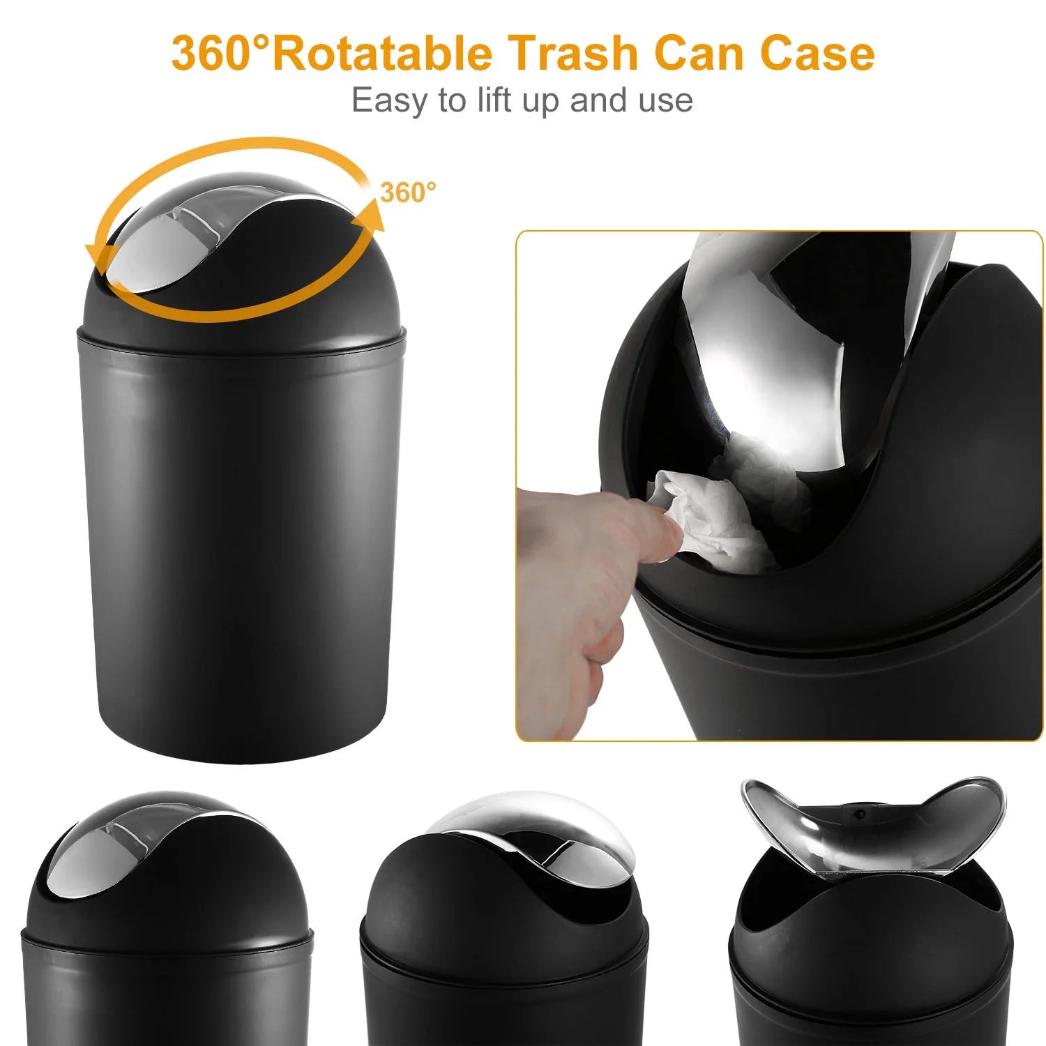 6 Pcs Bathroom Accessories Set, Plastic Bathroom Set Lightweight Durable for Home Bathroom Unisex Adults Kids, Black