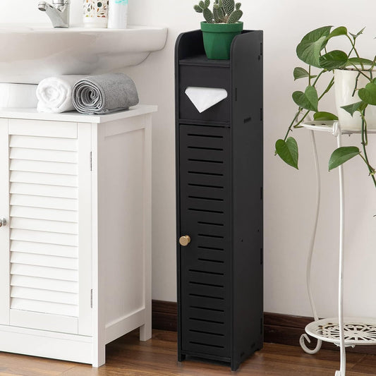 Small Bathroom Storage Cabinet: Bathroom Toilet Paper Cabinet Fit for Small Roll,Black