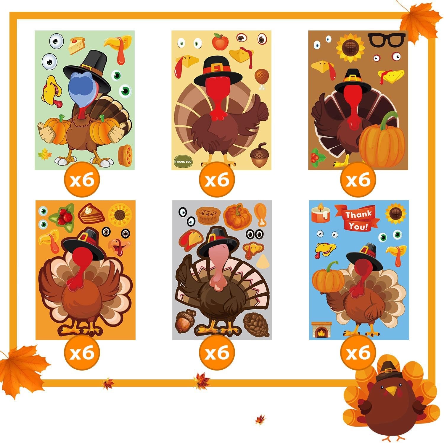 Thanksgiving Activities for Kids Thanksgiving Stickers for Kids 30 PCS Make a Turkey Stickers Thanks Giving Crafts for Kid