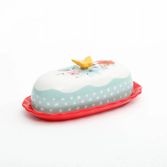 Flea Market Floral 6.4" Butter Dish