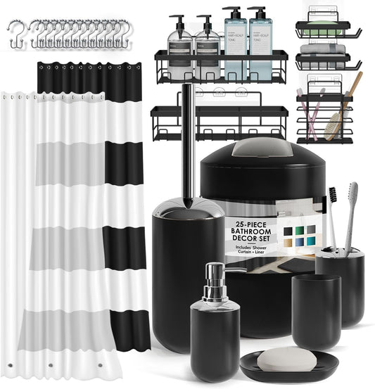 Clara Clark Bathroom Accessories Set - Bathroom Set with Adhesive Corner Shower