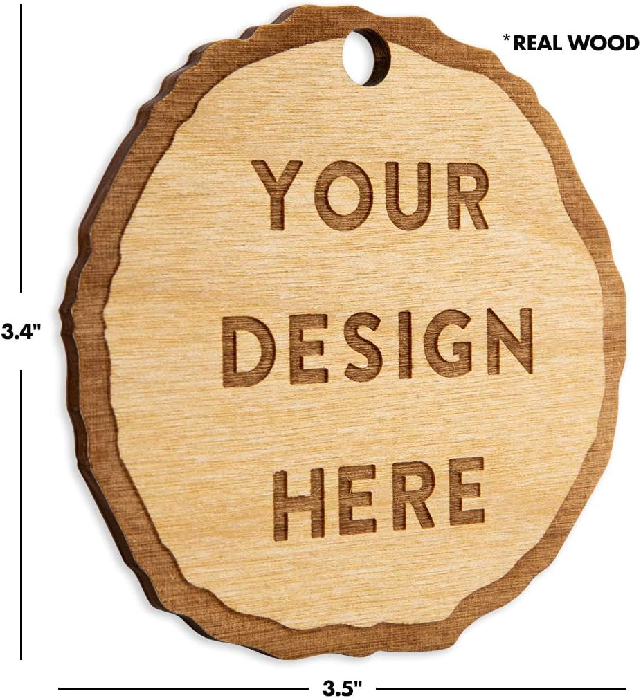 Real Wood Rustic Farmhouse Christmas Ornament, Engraved Wood Slab and so the Adventure Begins 1-Pack Christmas Wedding Hiking Ornaments for Christmas Tree Hiking Christmas Ornament