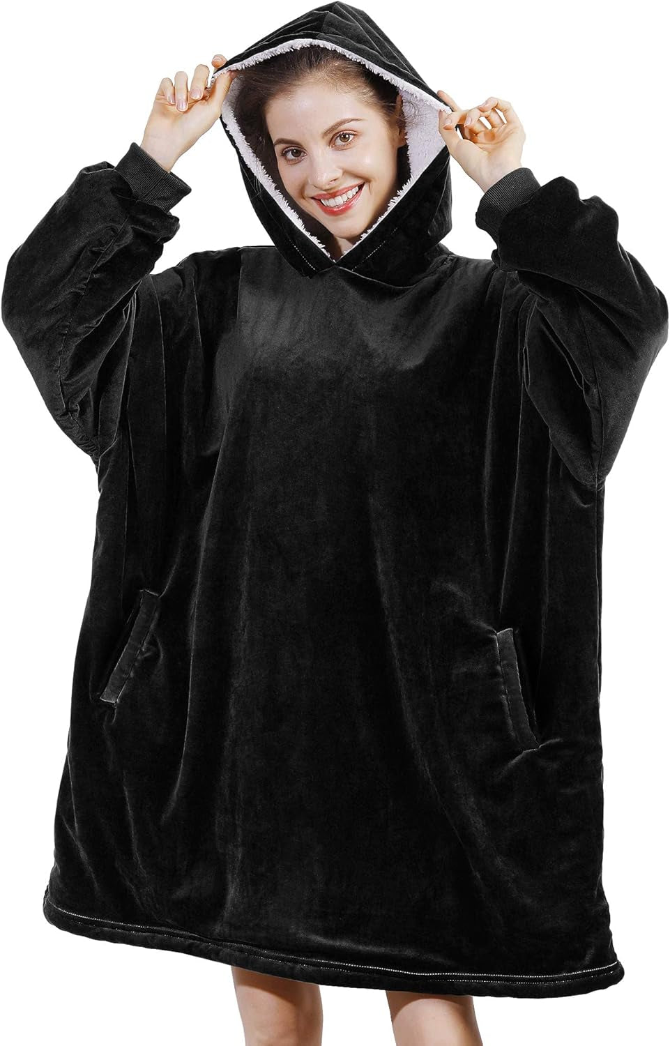Blanket Sweatshirt,Oversized Sherpa Hooded Blanket Hoodie,Fleecehug Hoodie Wearable Blanket for Women Men Kids