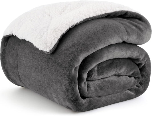 Gentlesoft Sherpa Fleece Throw Blanket for Couch - Thick and Warm, Soft Fuzzy Plush Throw Blanket for Winter, Charcoal, 50X60 Inches