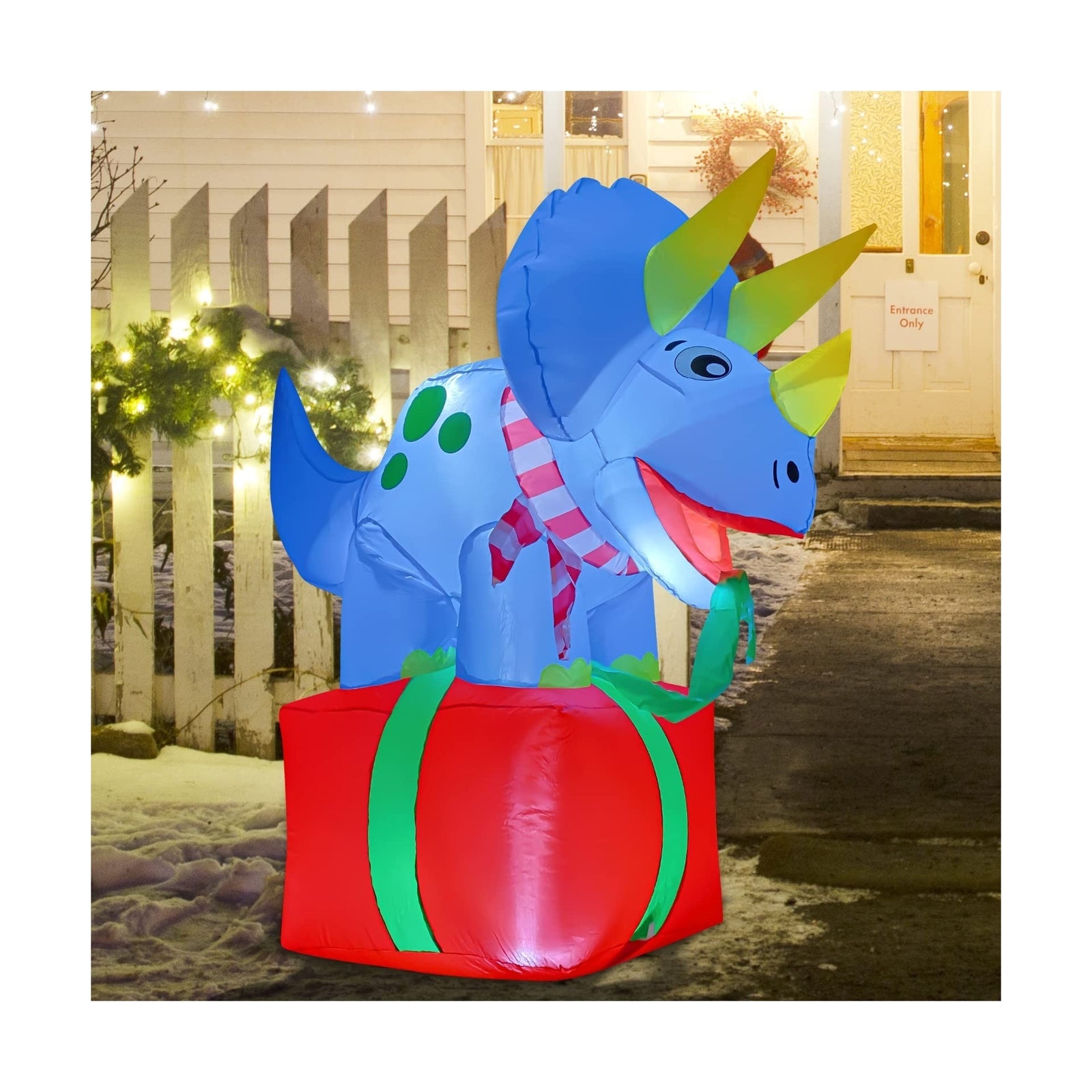 COMIN 5 FT Christmas Inflatables Outdoor Decorations Blow up Dinosaur Inflata...