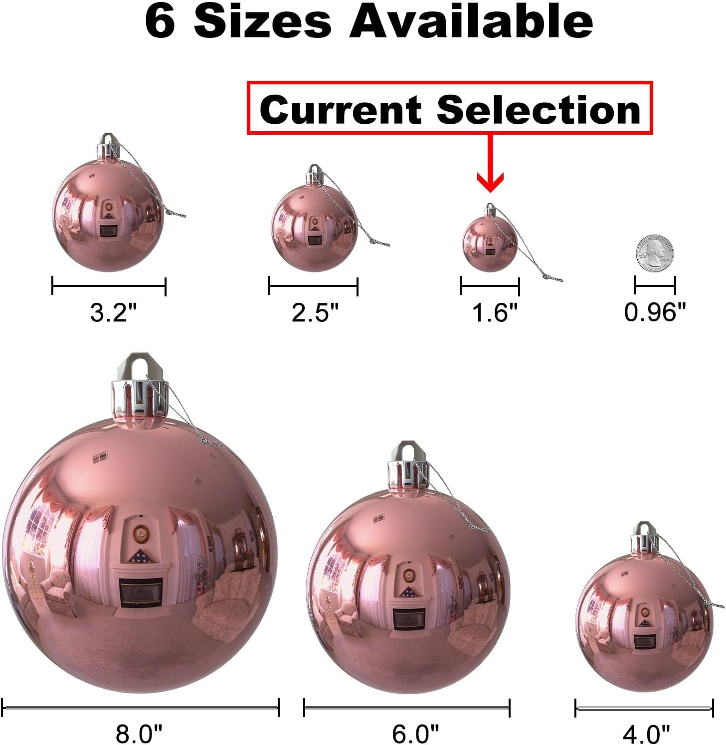 Christmas Balls Ornaments for Xmas Tree - Shatterproof Christmas Tree Decorations Small Hanging Ball Rose Gold 1.6 Inch X 36 Pack