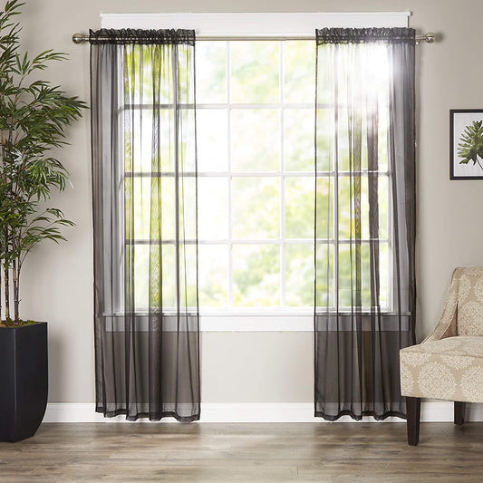 Luxury Sheer Curtains, Window Treatment Curtain Panels with Rod Pocket for Kitchen, Bedroom and Living Room (40 X 84 Inches Long, Set of 2)