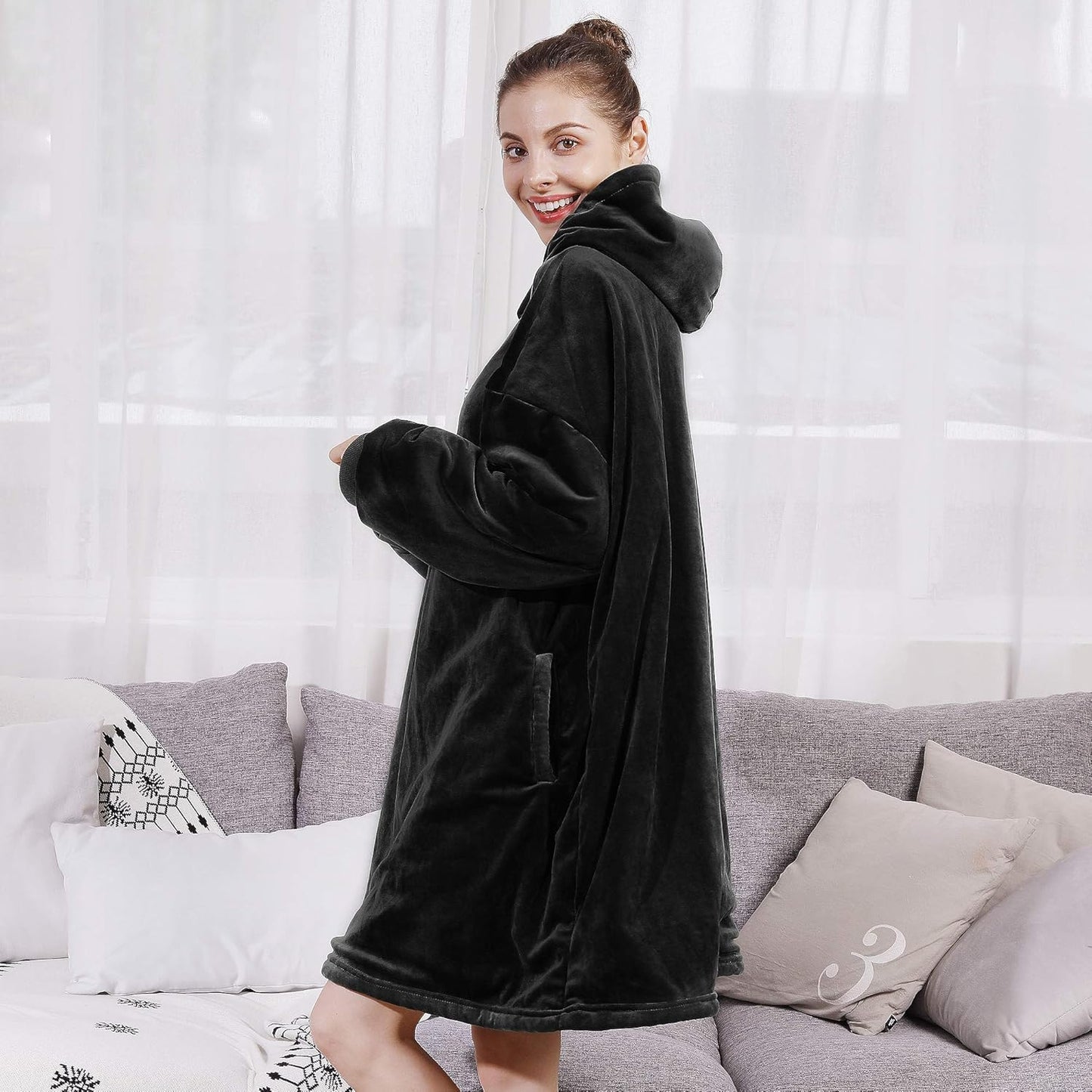 Blanket Sweatshirt,Oversized Sherpa Hooded Blanket Hoodie,Fleecehug Hoodie Wearable Blanket for Women Men Kids