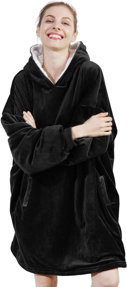 Blanket Sweatshirt,Oversized Sherpa Hooded Blanket Hoodie,Fleecehug Hoodie Wearable Blanket for Women Men Kids