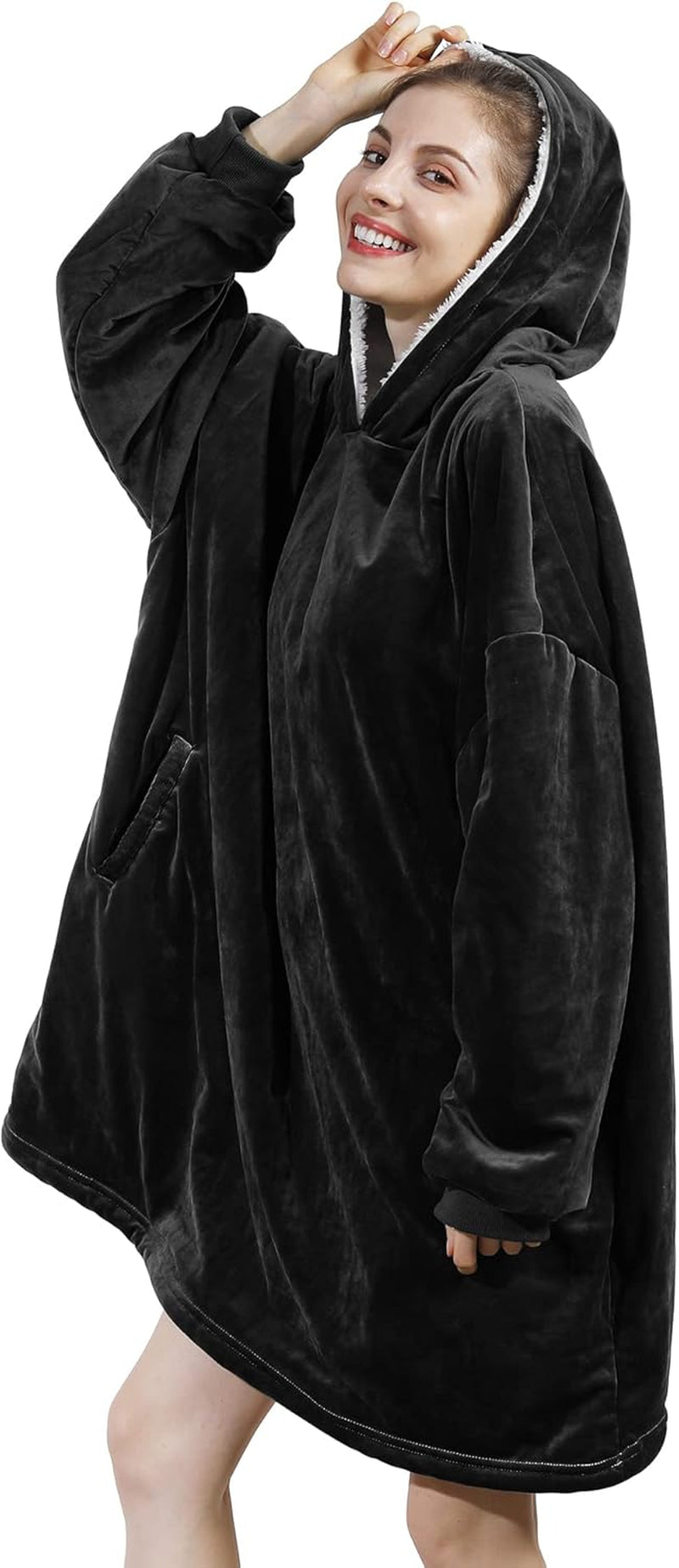 Blanket Sweatshirt,Oversized Sherpa Hooded Blanket Hoodie,Fleecehug Hoodie Wearable Blanket for Women Men Kids