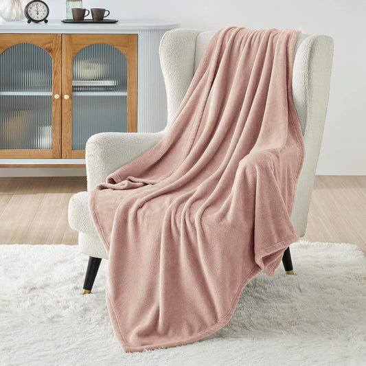 Gentlesoft Fleece Blanket Twin Size Dusty Pink - 300GSM Lightweight Plush Fuzzy Cozy Soft Warm Blanket for Bed, Sofa, Couch, Travel, Camping, 60X80 Inches