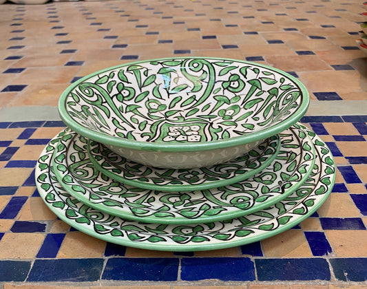 Handmade and Hand-Painted Moroccan Ceramic Plate, Moroccan Handmade Ceramic Dinner Dish / Dessert Plate / Soups Bowls